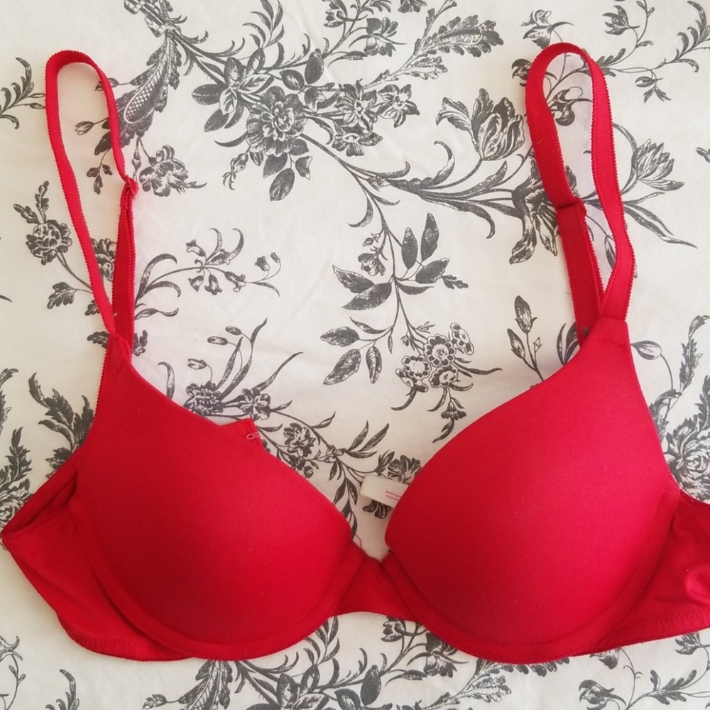 Pink red push up bra